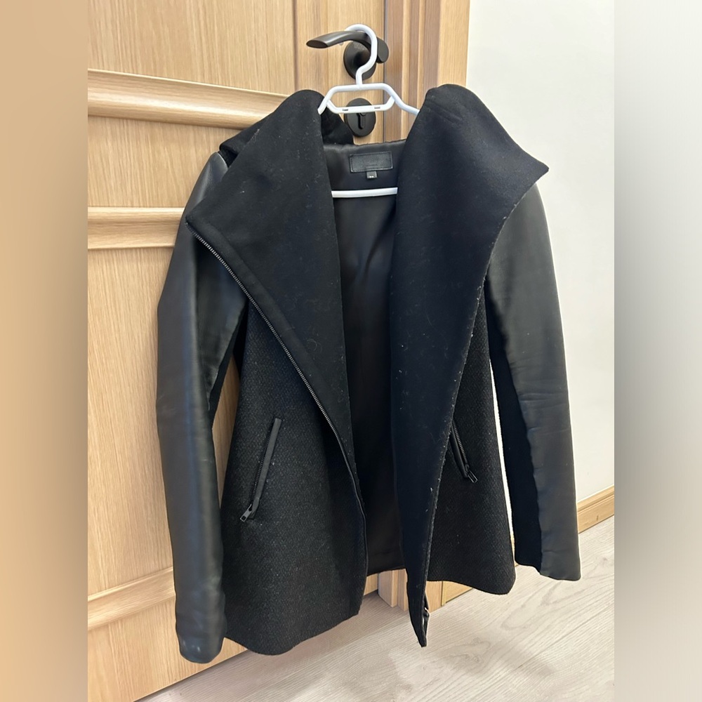 Mackage Leather and Wool Coat. Size Menium